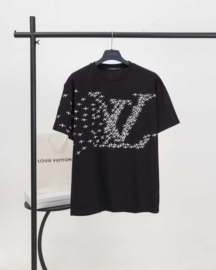 Classic little plane pattern round neck print tee