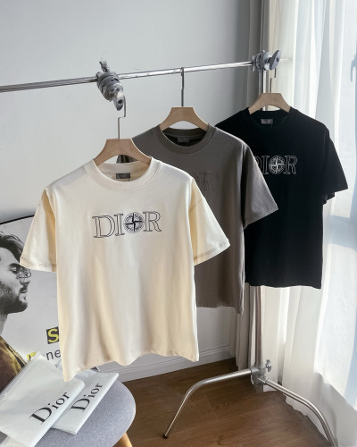 St0ne Island & Di0r letters logo embroidered tee