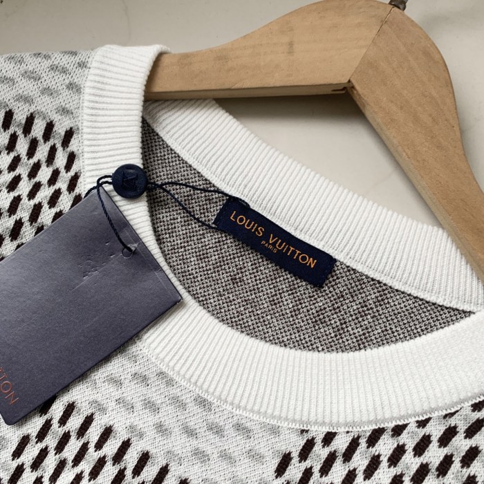 New checkered knitted jacquard tee