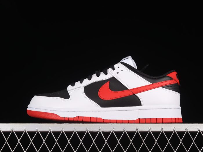 N*ke Dunk Low Reverse Panda Red Swoosh