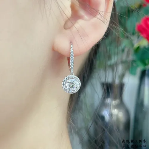1:1 quality version Large round diamond hollow-out art font earrings
