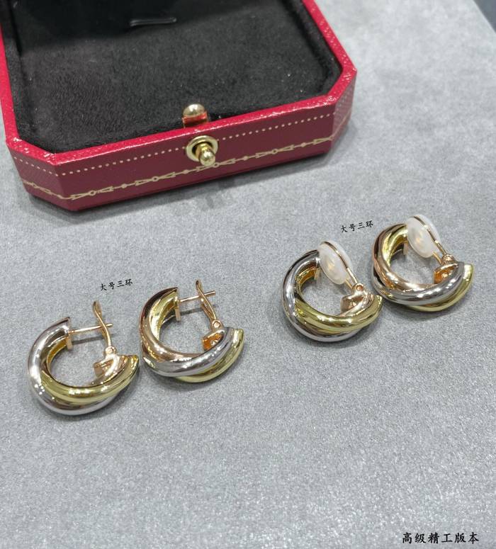 1:1 quality version C@rtier large three-ring symmetrical ear clip