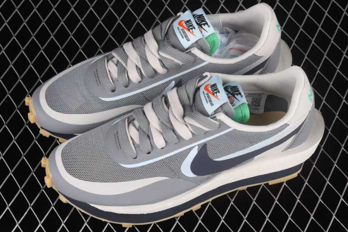 N*ke LD Waffle, S@cai CLOT Kiss of Death 2 Cool Grey