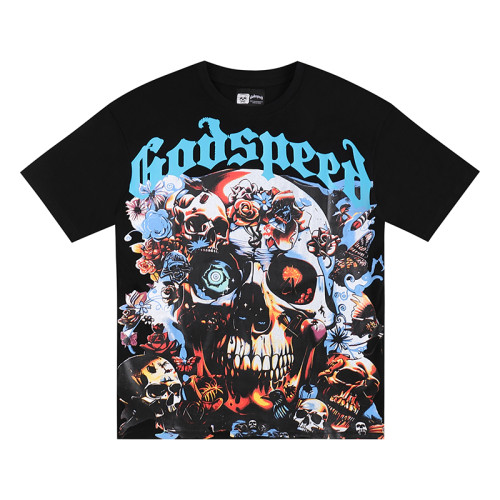 Godspeed Skull and Rose Print tee 2 colors