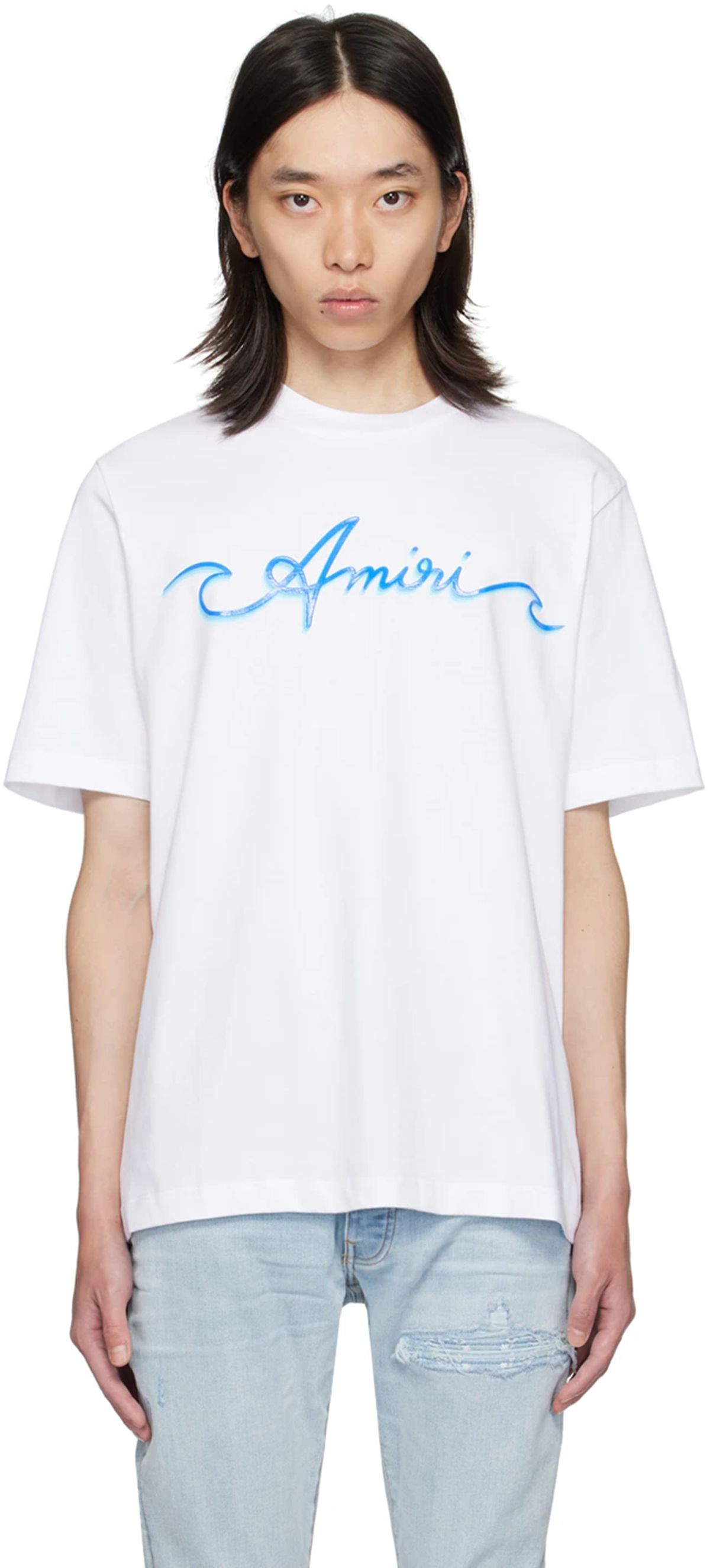 Amiri Blue Logo Print Tee detail photo 3