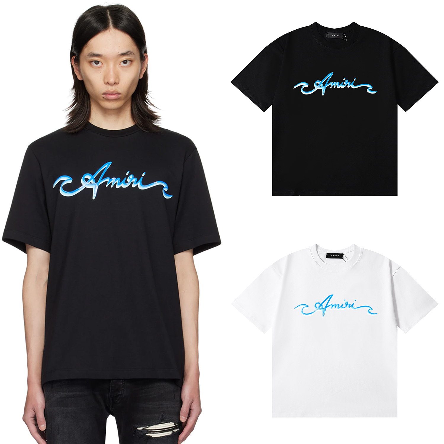 Amiri Blue Logo Print Tee detail photo 1