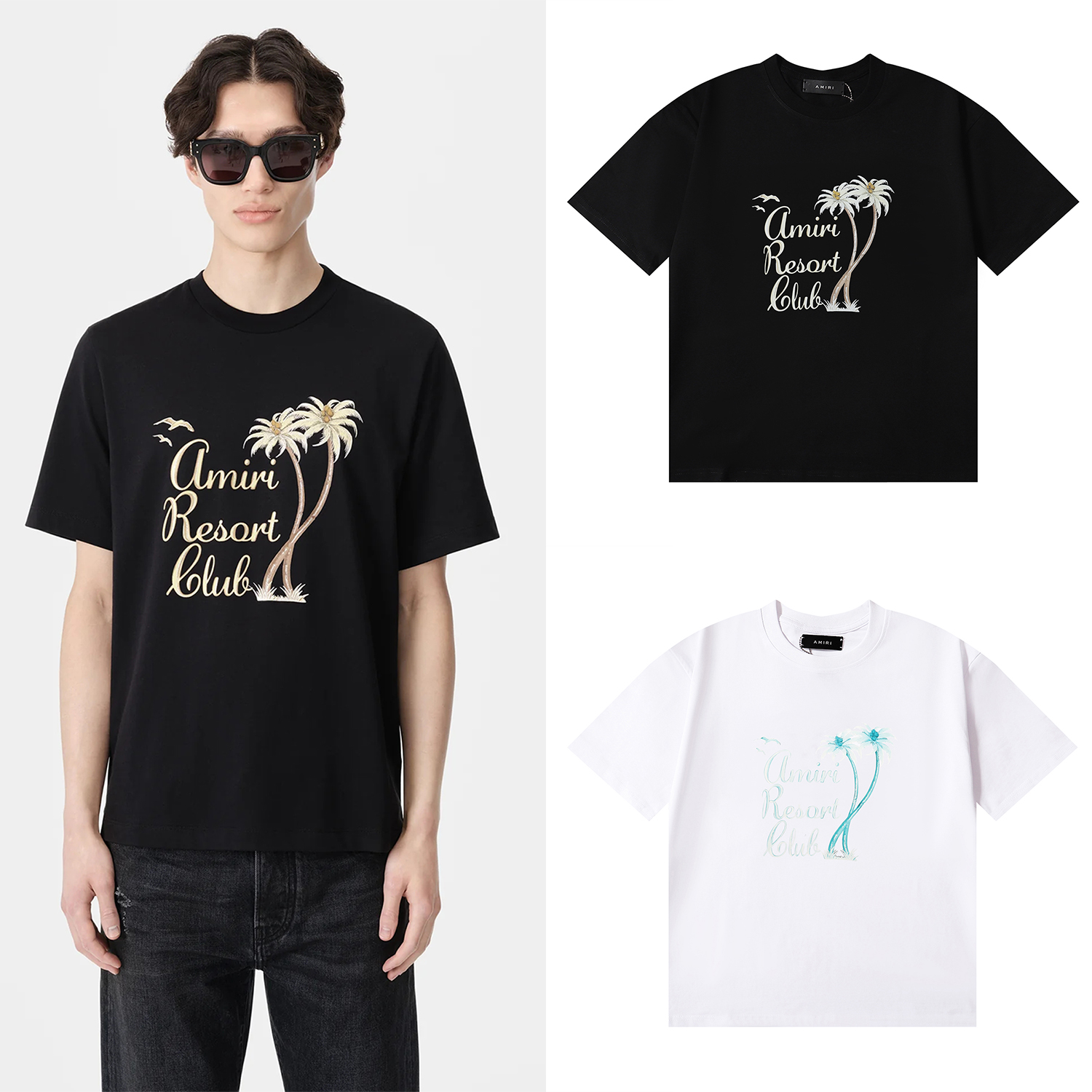 Amiri Handwritten Letter Coconut Tree Print Tee detail photo 1