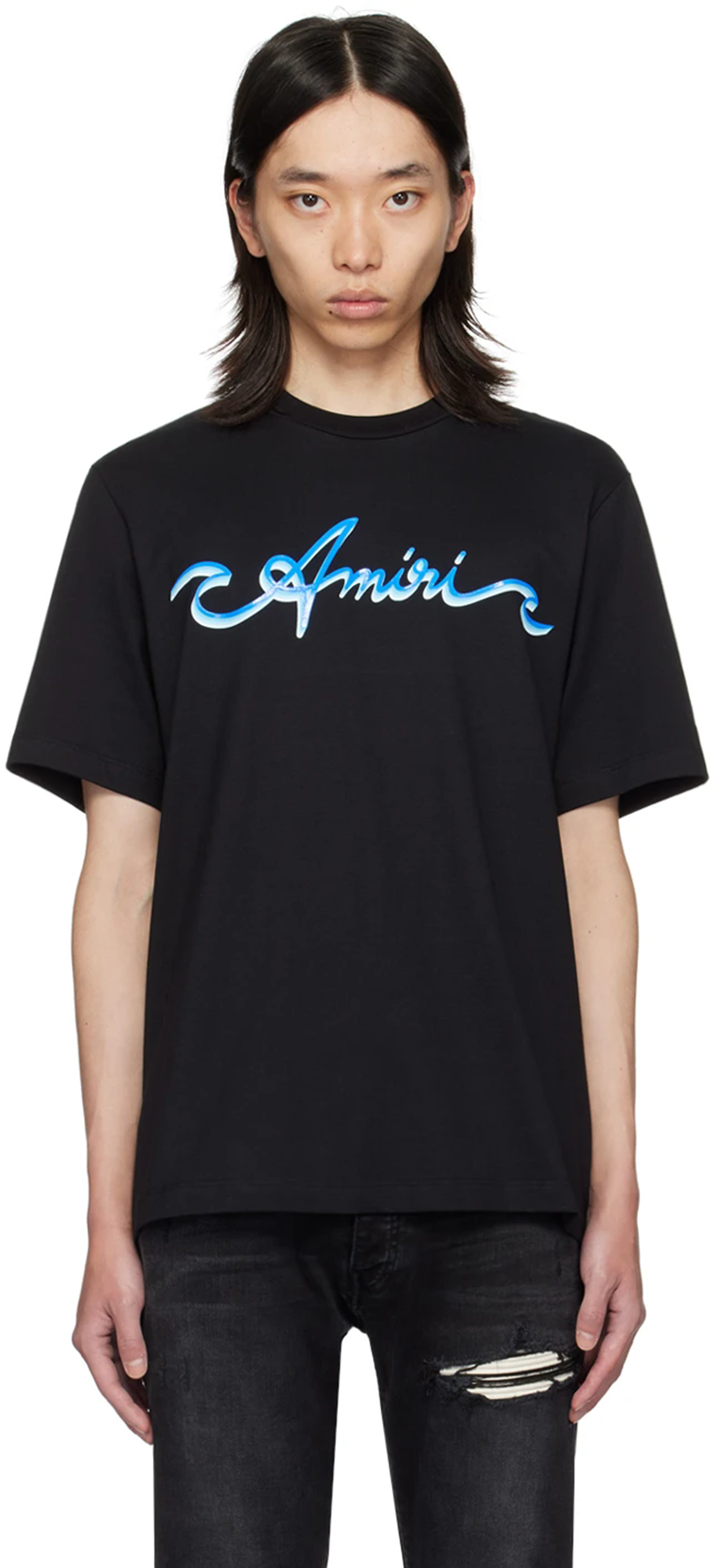 Amiri Blue Logo Print Tee detail photo 2
