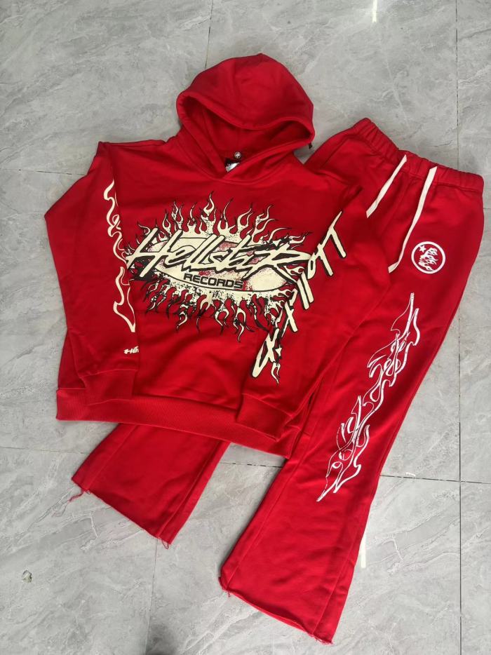 Hellstar Studio Flame Print hoodie & pants set 2 colors