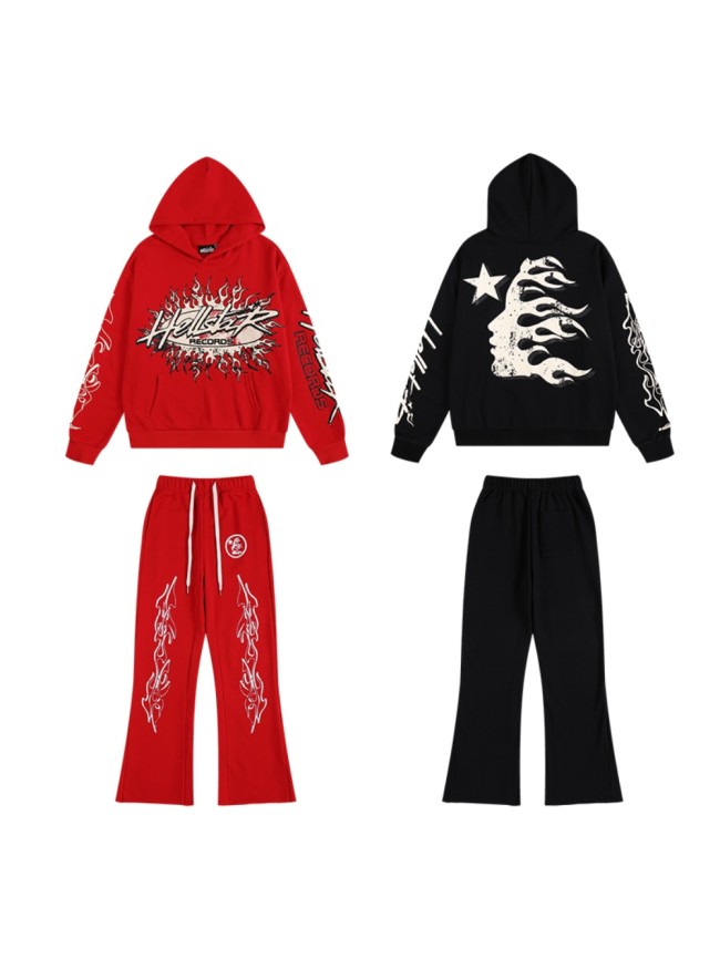 Hellstar Studio Flame Print hoodie & pants set 2 colors