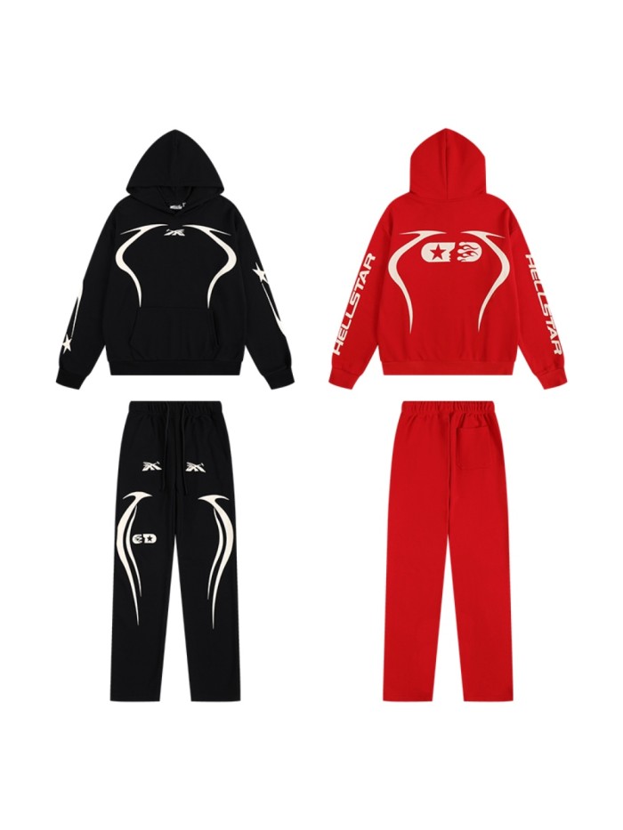 Hellstar Studio Symmetric streamline Print hoodie & pants set 2 colors