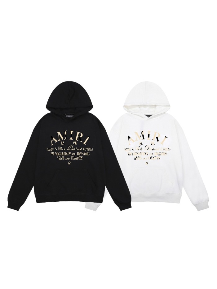 Amiri Color-blocking Logo Print hoodie 2 colors