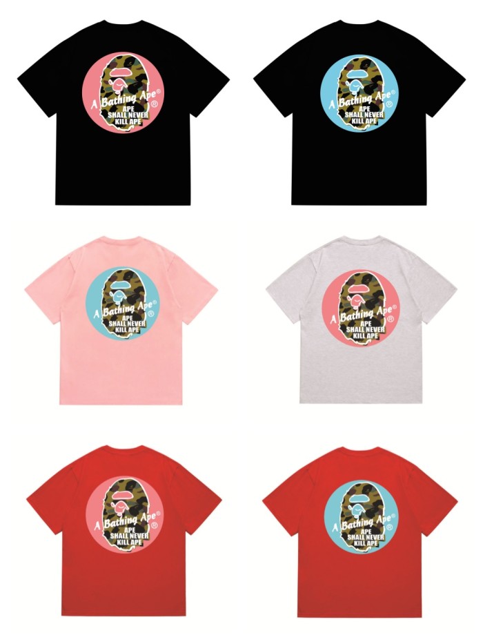 A Bathing Ape Stus*y collaboration Solid color circle Print tee 8 colors