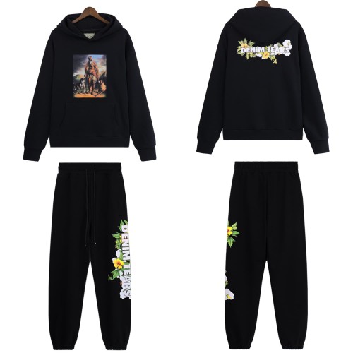 Denim Tears Man with crutches Print hoodie & pants set 2 colors