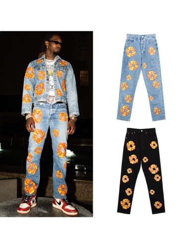 Denim Tears orange kapok Print jeans 2 colors