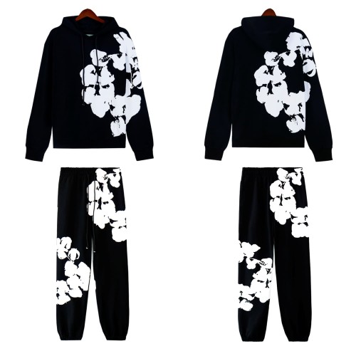 Denim Tears Side Big kapok Print hoodie & pants set 3 colors