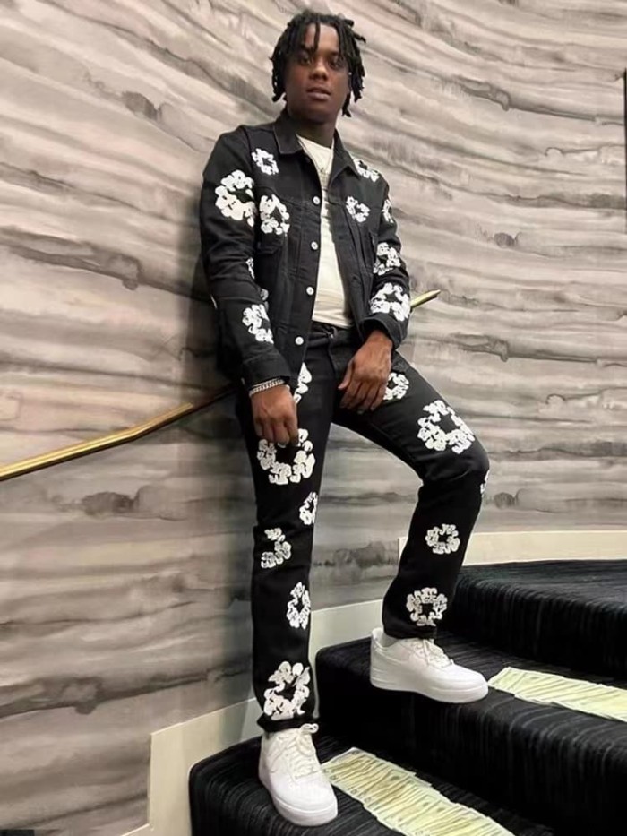 Denim Tears white kapok Print jeans 2 colors