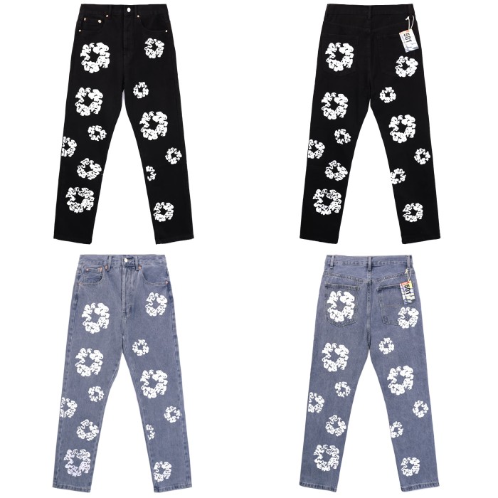 Denim Tears white kapok Print jeans 2 colors
