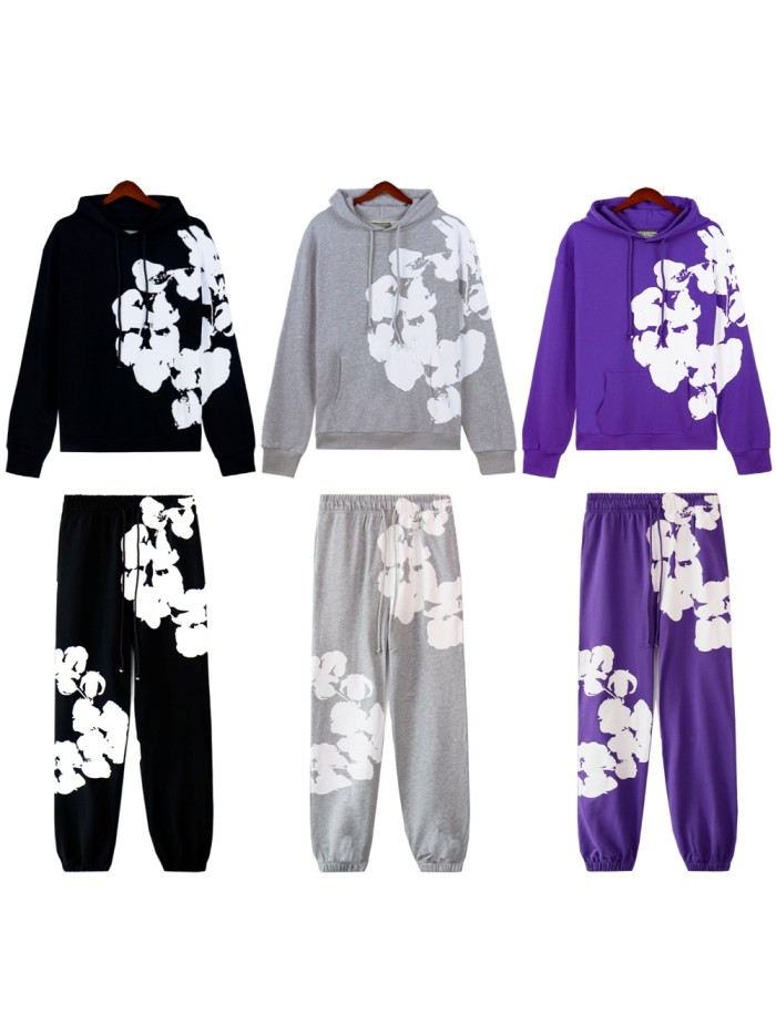 Denim Tears Side Big kapok Print hoodie & pants set 3 colors