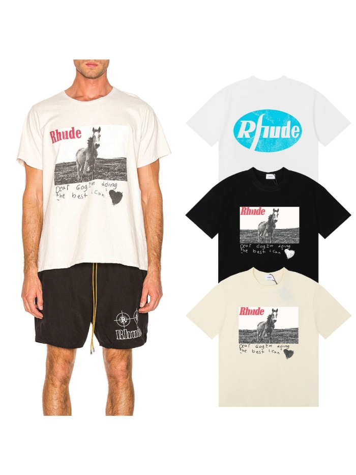 Rhude horse photo Print tee 3 colors