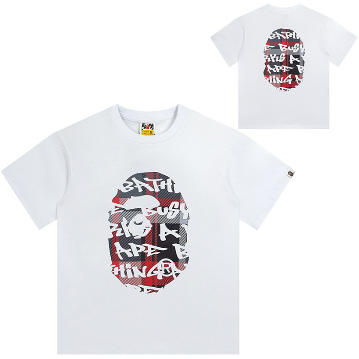 A Bathing Ape Plaid Ape man head Print tee 18 colors