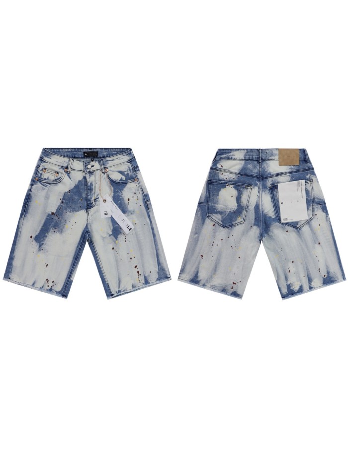 Purple Brand Faded splattered  Denim Shorts