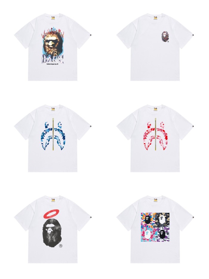 A Bathing Ape Ape man head shark Print tee 15 colors