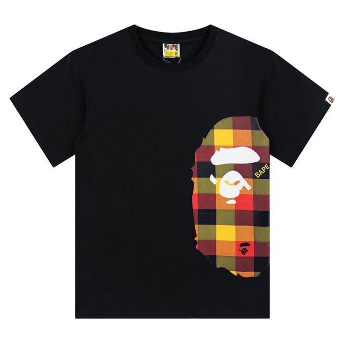 A Bathing Ape Plaid Ape man head Print tee 18 colors