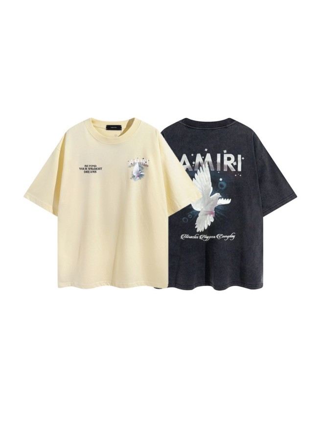 Amiri Luminous dove of peace Print Washed Version tee 2 colors