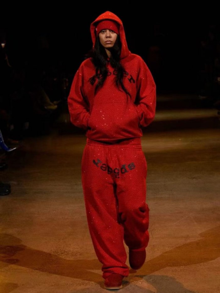 Young Thug-Sp5der Front and back Rhinestone monogrammed VVS Hoodie & Pants Set 2 colors