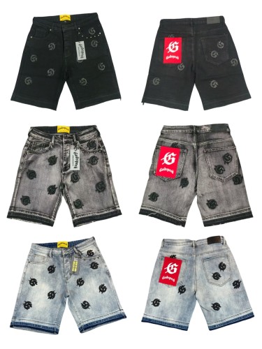 Godspeed Embroidered Letter Beaded Denim Shorts 3 colors