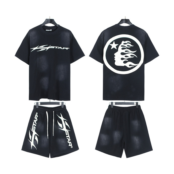 Hellstar Studio HS Basic Logo Washed Version Tee & Shorts Set