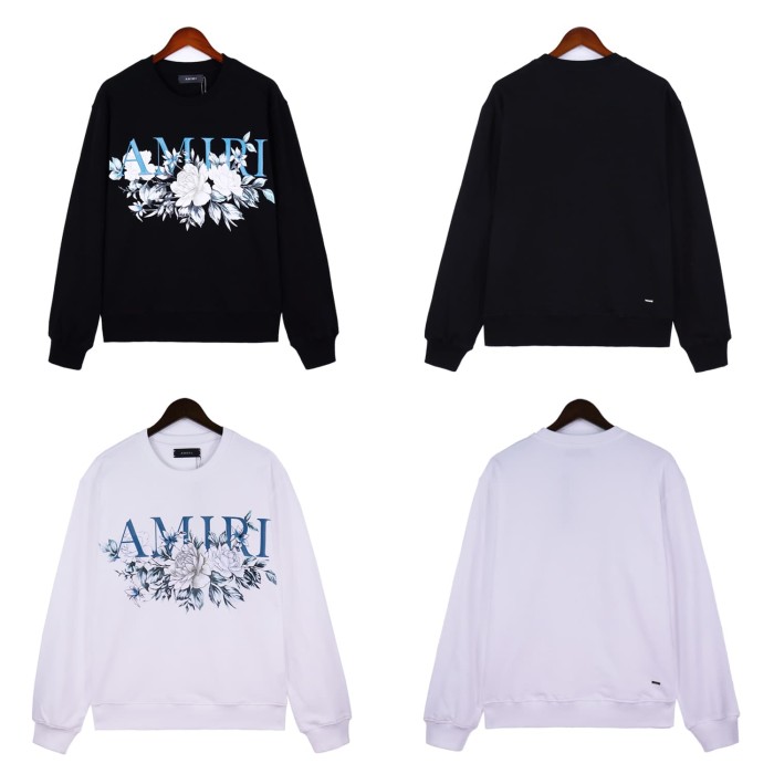 Amiri Floral Blue Logo Print  hoodie 2 colors