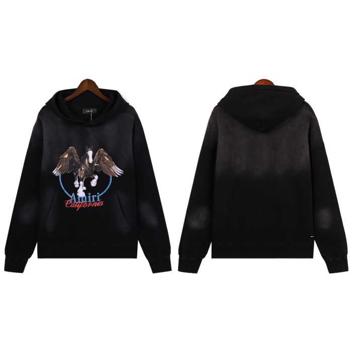 Amiri White-hoofed Pegasus Print Washed Version hoodie 2 colors