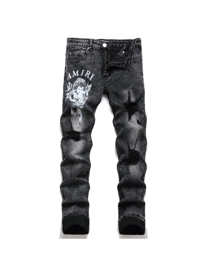 Amiri Angel Print Ripped Jeans