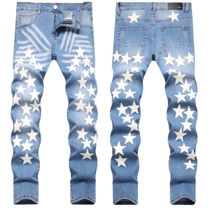 Amiri Star Patchwork Embroidered Denim Jeans