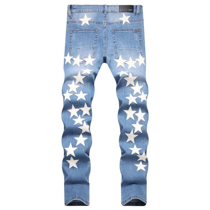 Amiri Star Patchwork Embroidered Denim Jeans