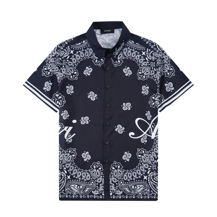 Amiri Classic Floral Colorblocking Couple's Printed Shirt 2 colors