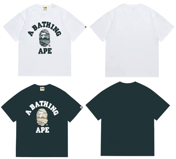 A Bathing Ape Camouflage Ape Head Offset Print tee white and black