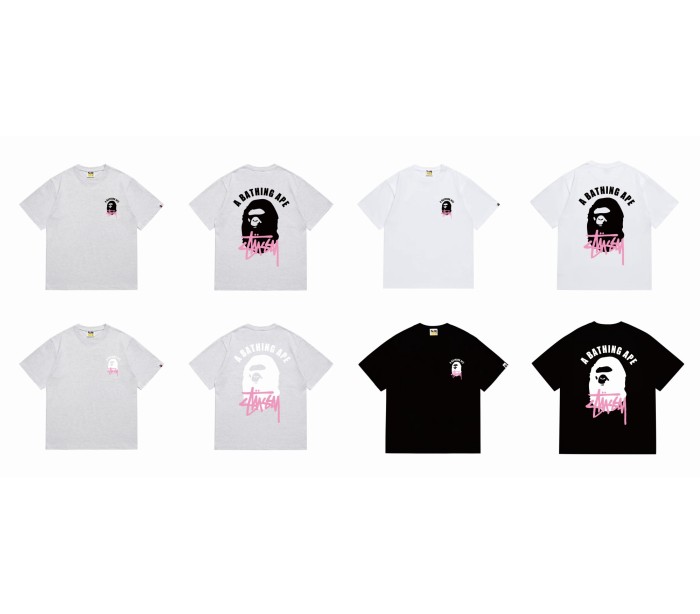 A Bathing Ape Co-branded Logo Print Ape Head tee 8 colors