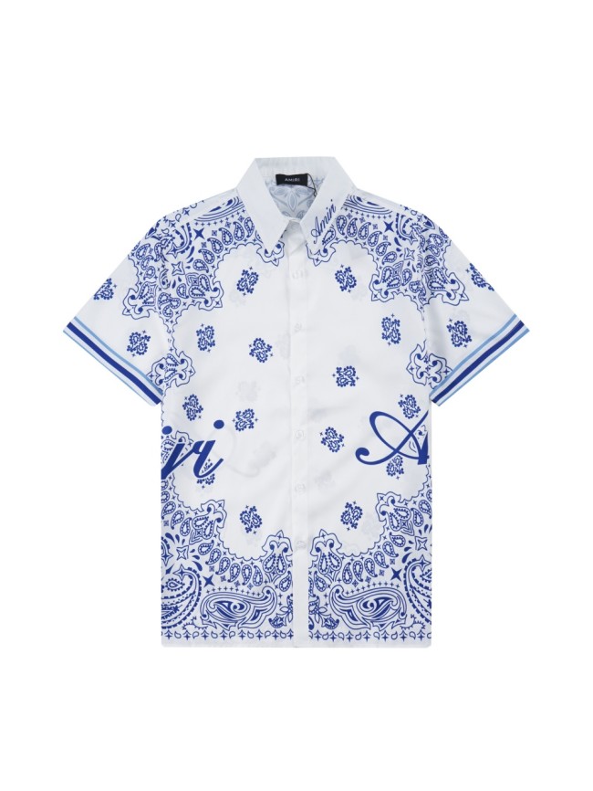 Amiri Classic Floral Colorblocking Couple's Printed Shirt 2 colors