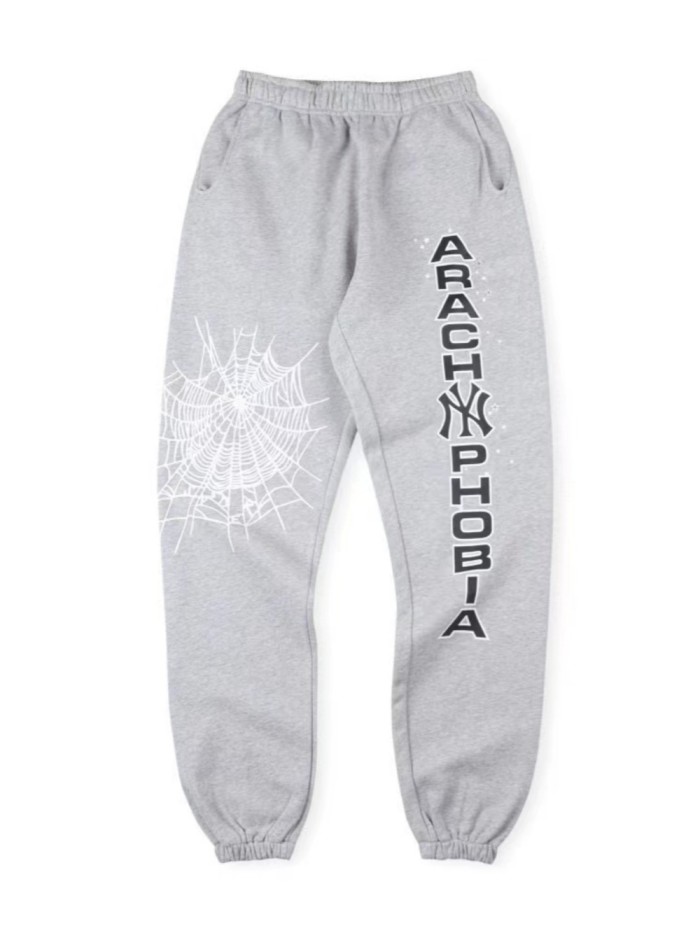 Young Thug-Sp5der Monochrome Spider Web Monogrammed Sweatpants