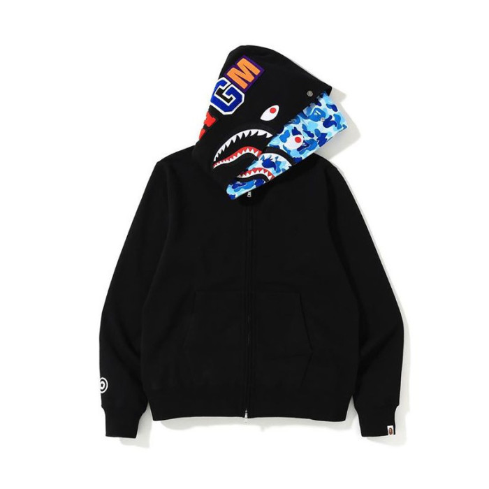A Bathing Ape Split camouflage shark head Double-hat hoodie