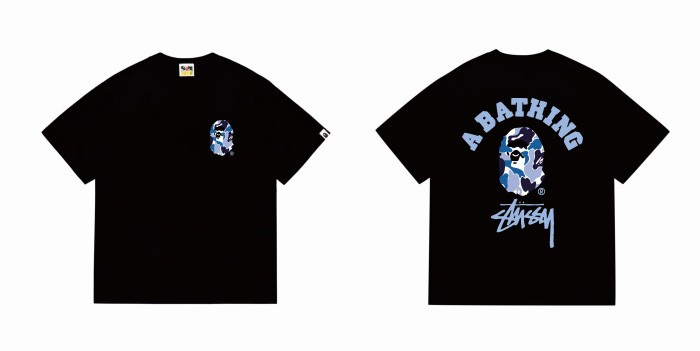 A Bathing Ape Camouflage Blue Print Ape Head tee 5 colors