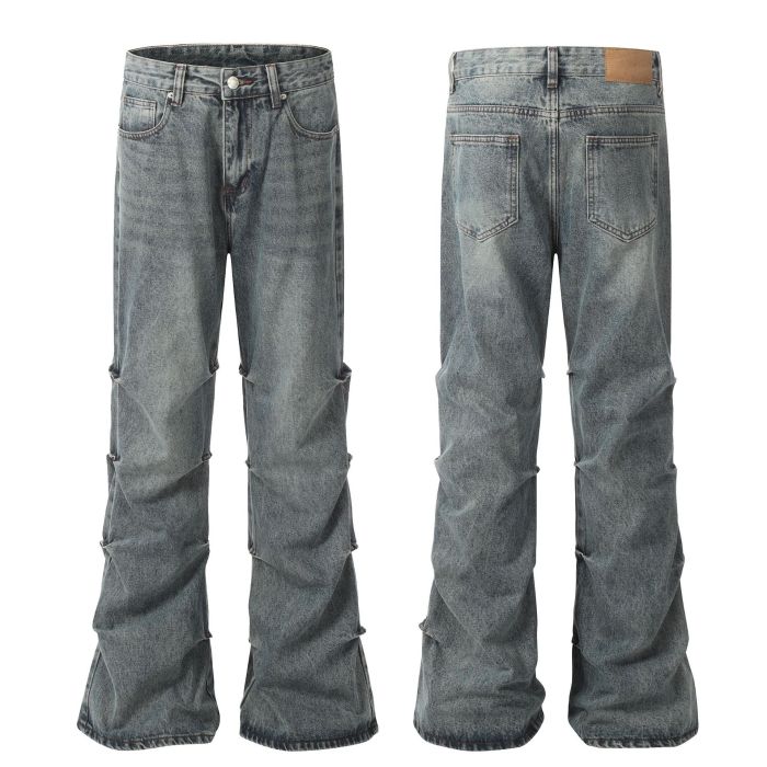 Side Frayed Micro Wide Leg Jeans
