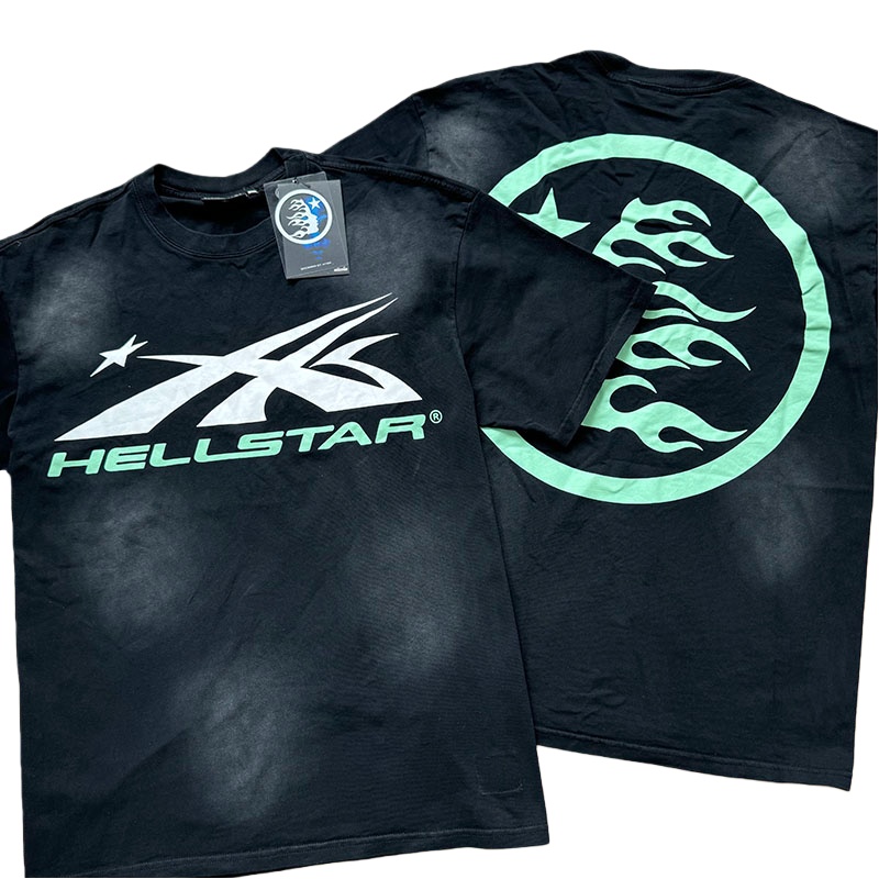 Hellstar Studio White Green Logo Washed T-shirt detail photo 4