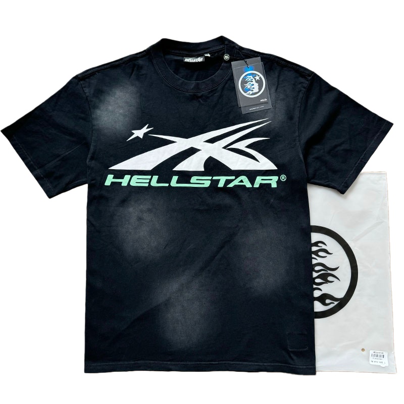 Hellstar Studio White Green Logo Washed T-shirt detail photo 1