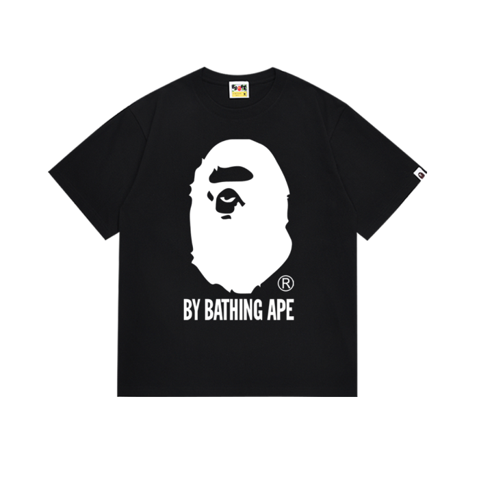 A Bathing Ape Classic Ape Head Letter Cotton Round Neck Tee 2 colors
