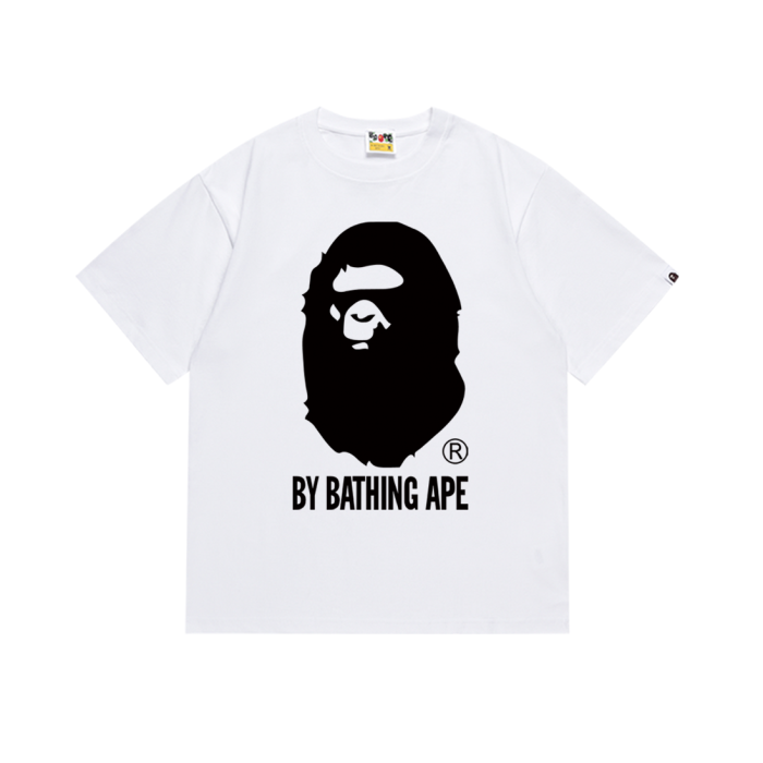 A Bathing Ape Classic Ape Head Letter Cotton Round Neck Tee 2 colors