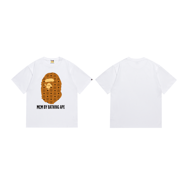 A Bathing Ape MCM Co-Branded Diamond Block Pattern Ape Head Tee 4 colors